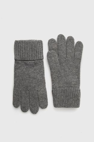 Vlněné rukavice Gant pánské, šedá barva