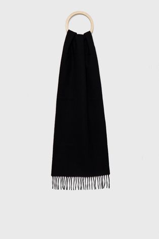 Вовняний шарф Gant колір чорний гладкий