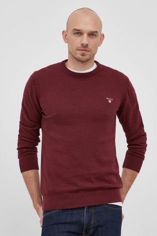 Gant Sweter z domieszką wełny męski kolor bordowy