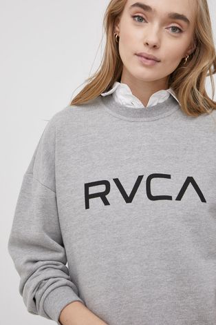 Памучен суичър RVCA дамски в сиво с принт