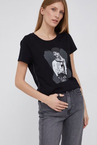 Frieda & Freddies t-shirt női, fekete