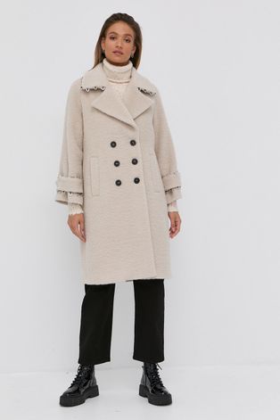 Вълнено палто Beatrice B в прозрачен цвят с преходна изолация с двуредно закопчаване