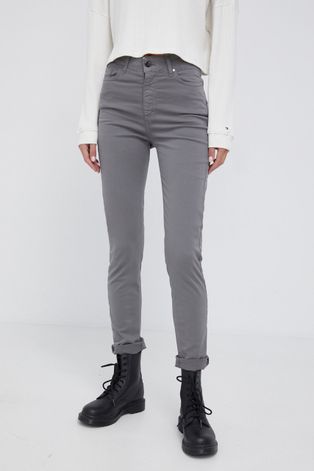 Kalhoty XT Studio dámské, šedá barva, přiléhavé, high waist