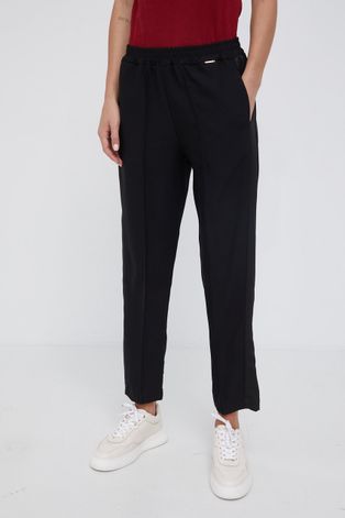 Панталон XT Studio дамски в черно със стандартна кройка, с висока талия