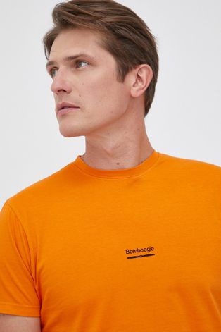 Bomboogie T-shirt bawełniany kolor pomarańczowy gładki