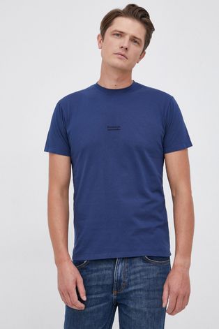 Bomboogie T-shirt bawełniany kolor granatowy gładki