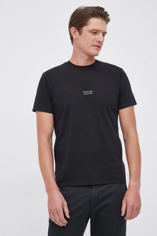 Памучна тениска Bomboogie в черно с изчистен дизайн