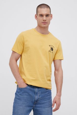 Бавовняна футболка Brixton колір жовтий з принтом