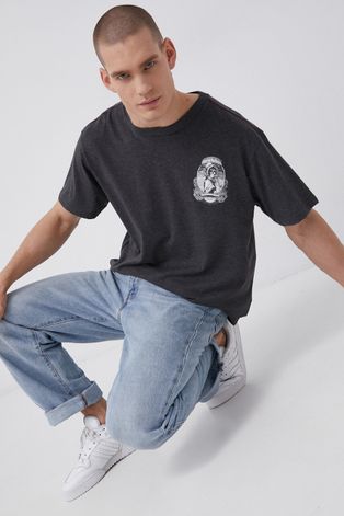 RVCA t-shirt szürke, férfi, nyomott mintás