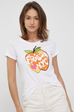 Βαμβακερό μπλουζάκι Frieda & Freddies χρώμα: άσπρο