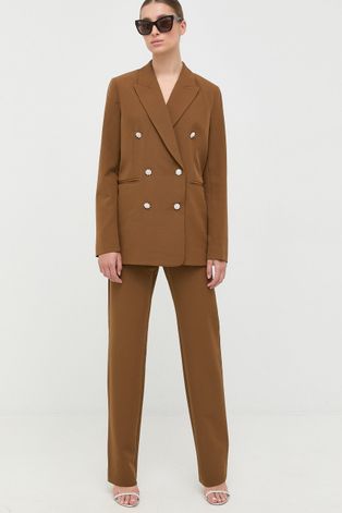 Піджак Custommade колір коричневий двобортний однотонний