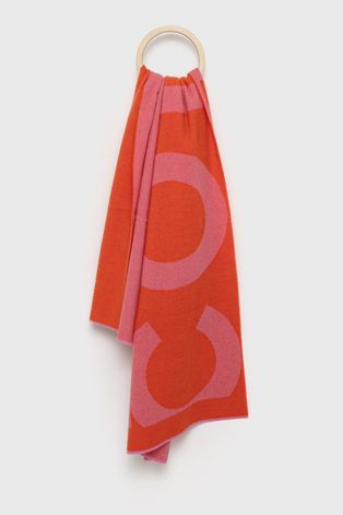 Liviana Conti szalik wełniany kolor pomarańczowy wzorzysty