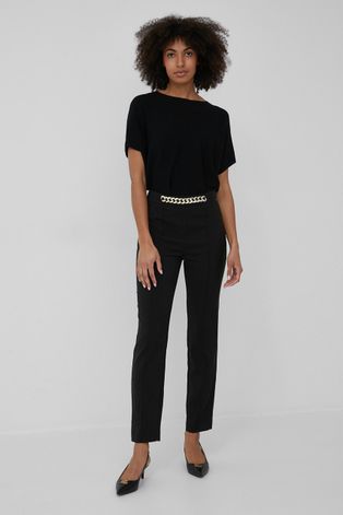 Панталони XT Studio дамско в черно със стандартна кройка, с висока талия