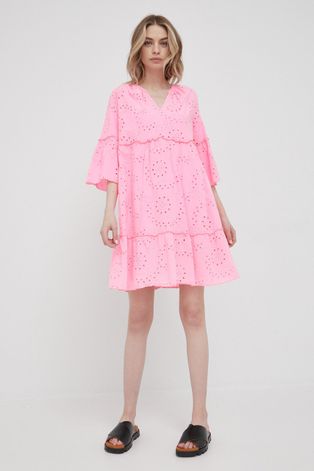 Βαμβακερό φόρεμα Frieda & Freddies χρώμα: ροζ,