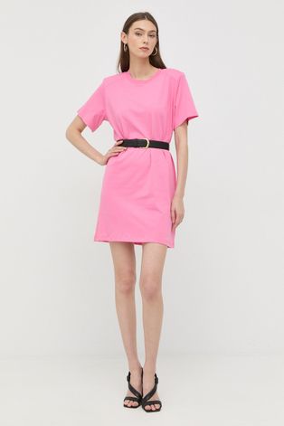 Памучна рокля Notes du Nord в розово къс модел със стандартна кройка