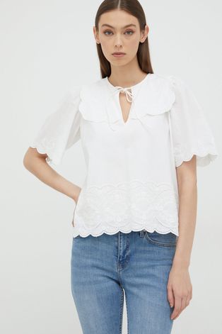 Памучна блуза Notes du Nord дамска в бяло с изчистен дизайн