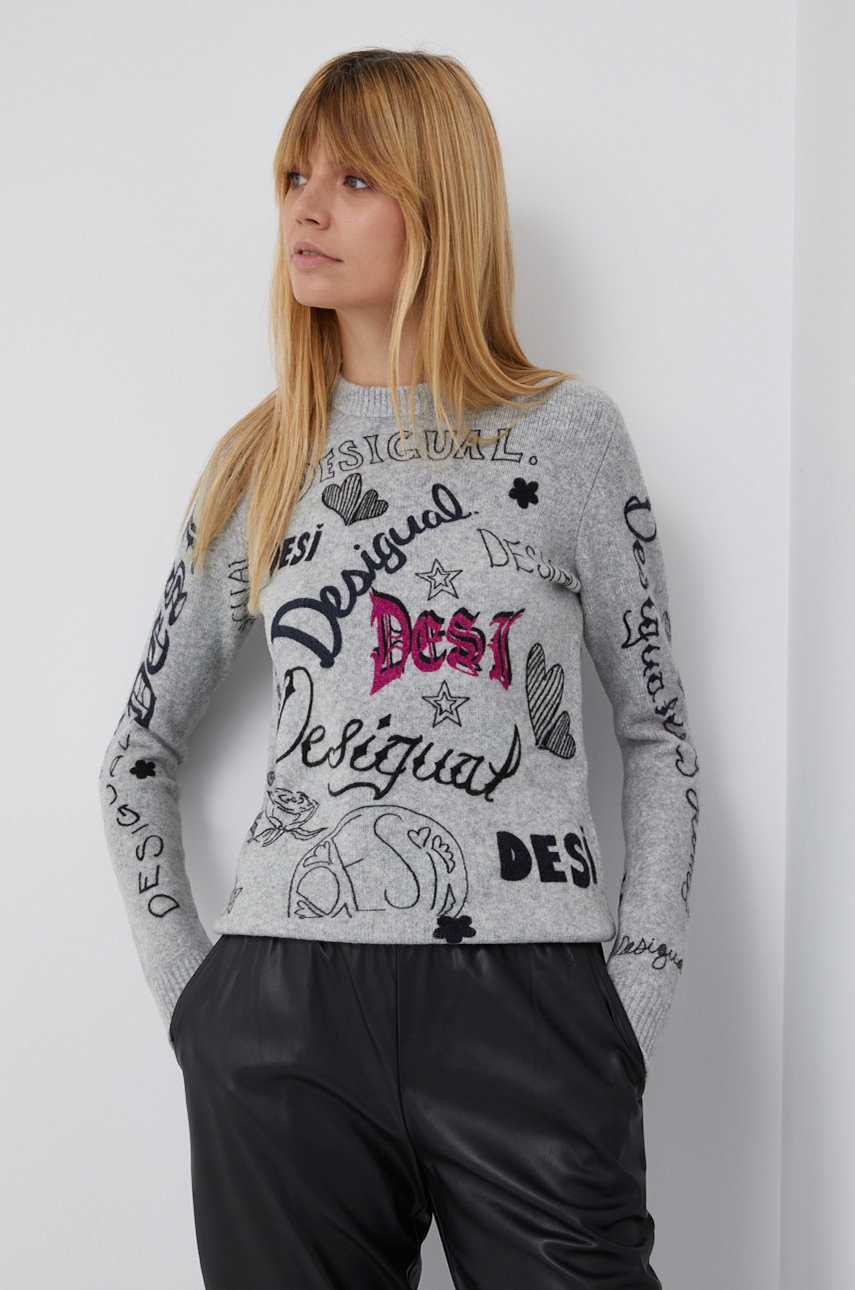 Desigual - Svetr z vlněné směsi
