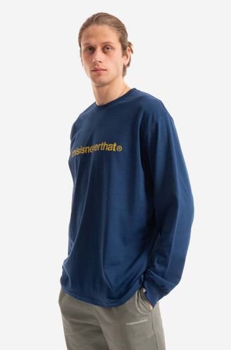 thisisneverthat cotton longsleeve top T-Logo color navy on blue Tee | buy PRM L/S