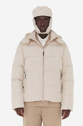 Wood Wood down jacket Ventus Tech Stripe Down Jacket men s beige