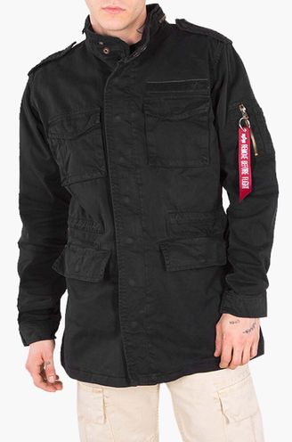 Alpha Industries jacket Huntington 176116 03 men's black color | buy on PRM