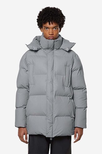 Rains jacket Hooded Puffer Coat gray color at PRM US