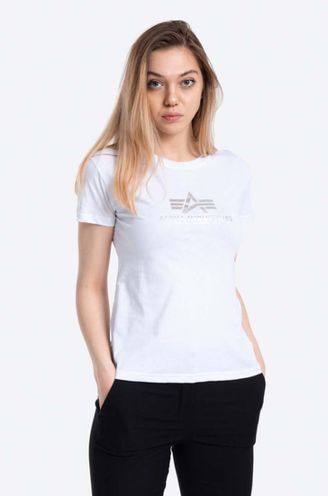 Alpha Industries cotton T-shirt New Basic T Foil Print white color | buy on  PRM