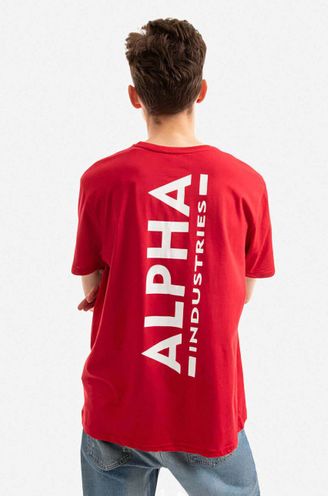 buy color Industries on PRM cotton T-shirt Alpha Backprint red |
