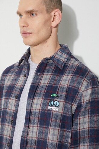 Butter Goods shirt Cherry Flannel Shirt men's navy blue