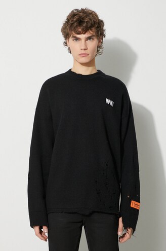 HERON PRESTON◆トップス/M/ウール/WHT/総柄/HWHA008E20KNI001 Multi Heron Censored L/S Tee - Grey/Multicolor – Feature