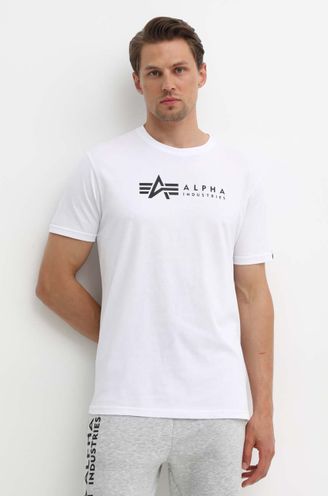 Alpha Industries | color t-shirt Label 2 on men\'s T cotton PRM Alpha Pack white 118534.09 buy