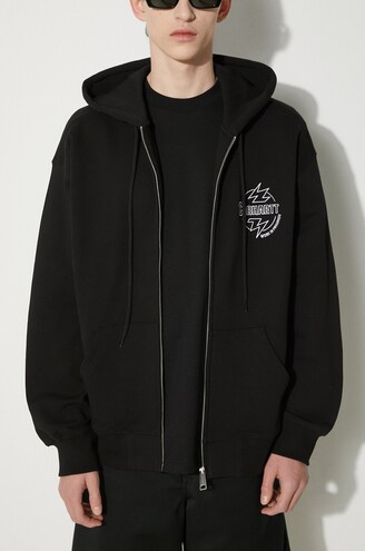 トップス Carhartt HOODED KOMPAKT SWEAT - Black Carhartt Men's Carbon Heather Paxton Heavyweight Hooded Zip-Front Swea