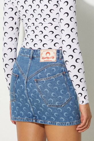 服/ファッション Marine Serre Moon Print Denim Mini Skirt M Marine Serre Moon print denim mini skirt | The Fashion Square