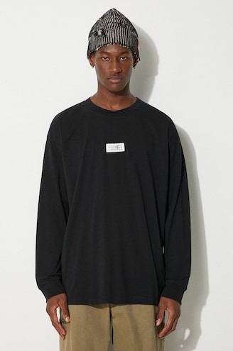 MM6 Maison Margiela cotton longsleeve top black color