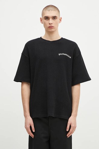 PLEASURES cotton t-shirt Neural Thermal Shirt men's black color