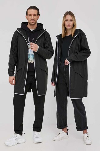 Rains jacket 18540 Long Jacket Reflective black color at PRM US