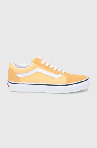 Yellow old cheap skool checkered vans