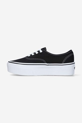 Vans black authentic best sale platform