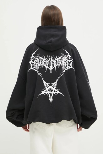 【VETEMENTS】ブラック Vetements.com オーバーサイズ フーディ VETEMENTS sweatshirt Death Metal Cropped Boxy PRM EU