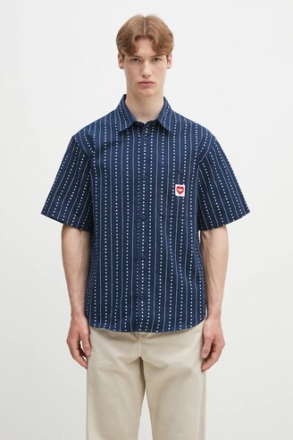 【Carhartt】S/S DREWE SHIRT R6581 Carhartt WIP Drewe Shirt | Ink / Natural Heart C Pinstripe