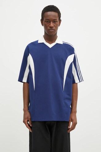 グラスハート記念品Tシャツ(ブルー) Y-3 t-shirt Cut Line Tee men's blue color smooth JM8338 at PRM US
