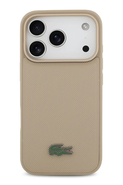 Чохол для телефону з вбудованим магнітним кільцем Lacoste MagSafe iPhone 17 Pro колір бежевий