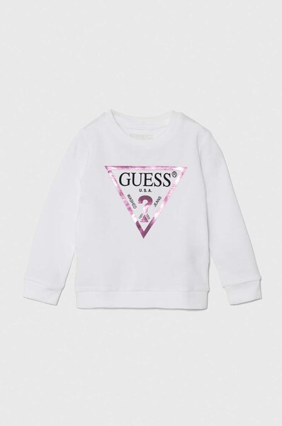 Дитяча бавовняна кофта Guess колір білий