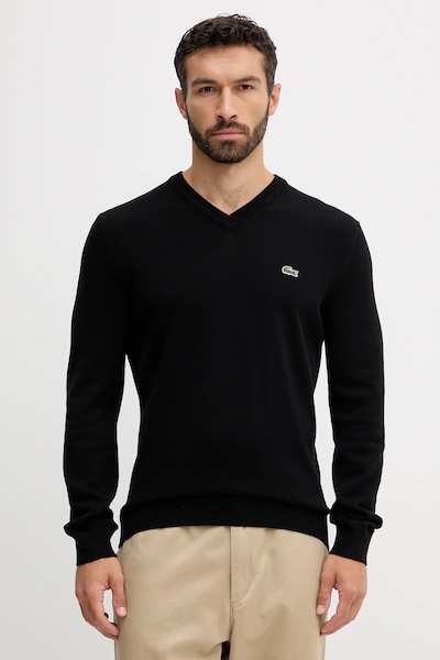Lacoste πουλόβερ βαμβακερό ανδρικό μαύρο AH1951