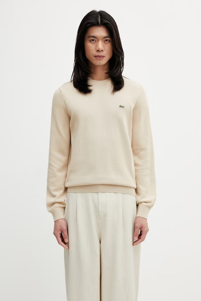Lacoste πουλόβερ βαμβακερό ανδρικό μπεζ AH1985