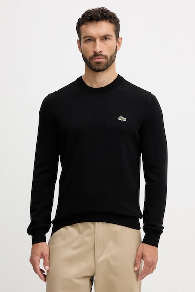 Lacoste πουλόβερ βαμβακερό ανδρικό μαύρο AH1985