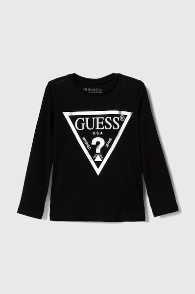Guess gyerek pamut hosszú ujjú felső fekete