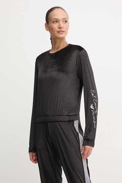 Βελούδινη μπλούζα EA7 Emporio Armani χρώμα: μαύρο, TJZDZ.6DTM28