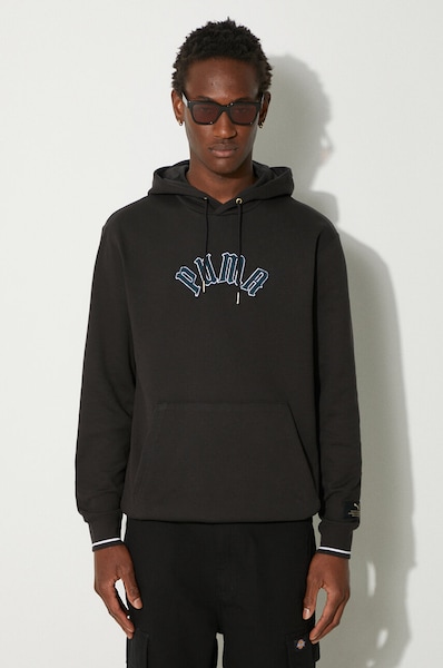 Puma bluza bawełniana Classics Play Paris Hoodie męska kolor czarny z kapturem z aplikacją 626766