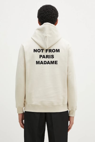 Drôle de Monsieur bluza bawełniana męska kolor beżowy z kapturem z nadrukiem PERM.HO162.CO127 Le Hoodie Slogan