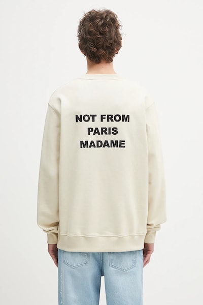 Drôle de Monsieur bluza bawełniana męska kolor beżowy z nadrukiem PERM.SW149.CO127 Le Sweatshirt Slogan